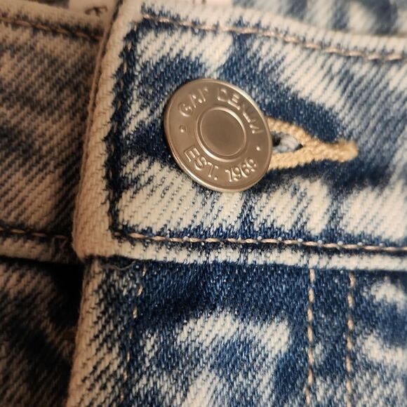 Gap light wash/acid wash distressed high-rise boho straight leg ankle  jeans - Picture 2 of 11